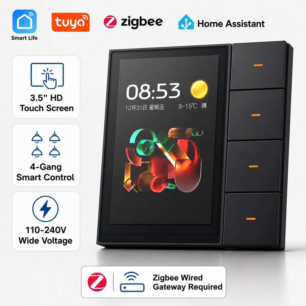Smart Home Automation System - F3-pro Tuya Smart Panel ZigBee Wall