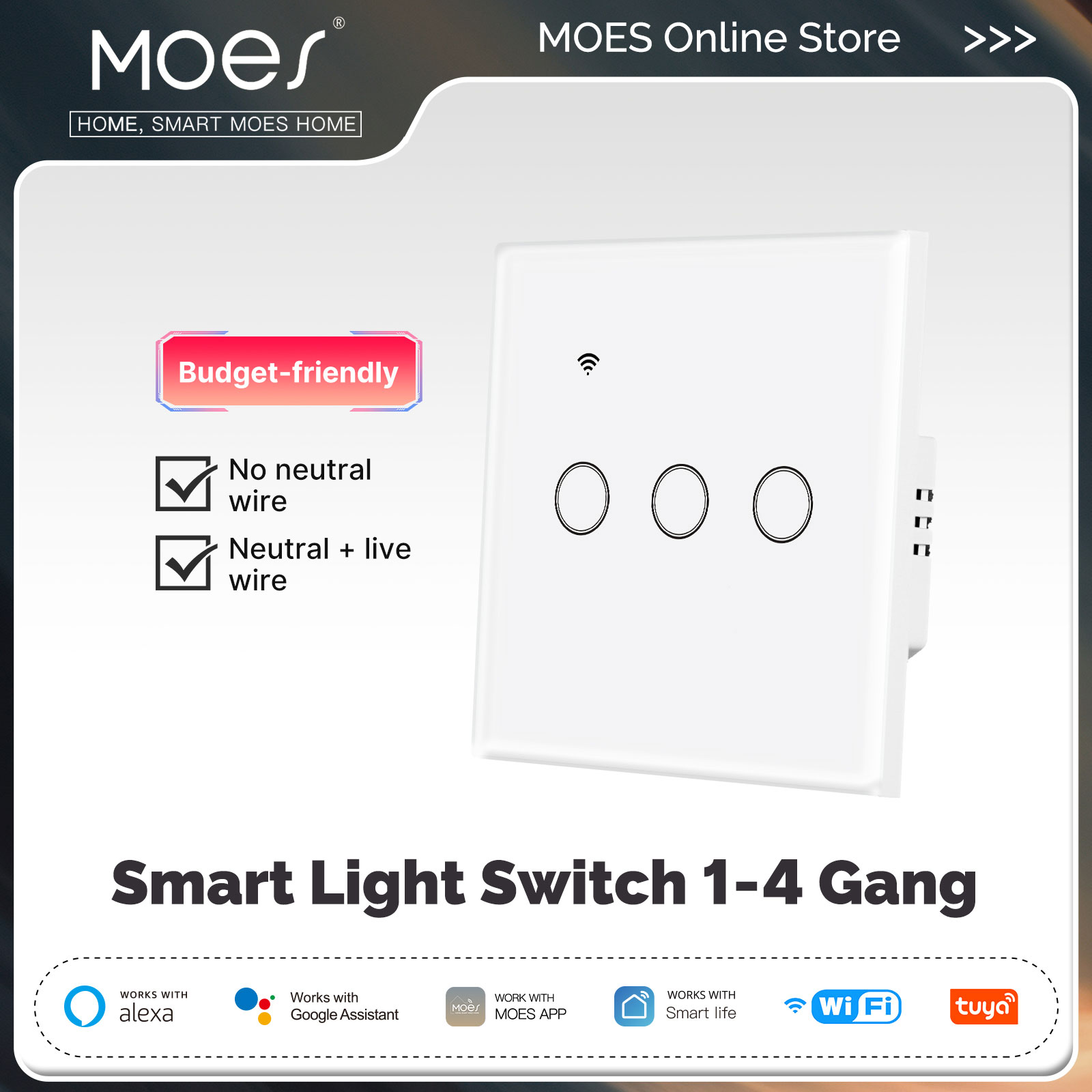 Smart Home Google - Tuya WiFi Smart Light Switch Glass