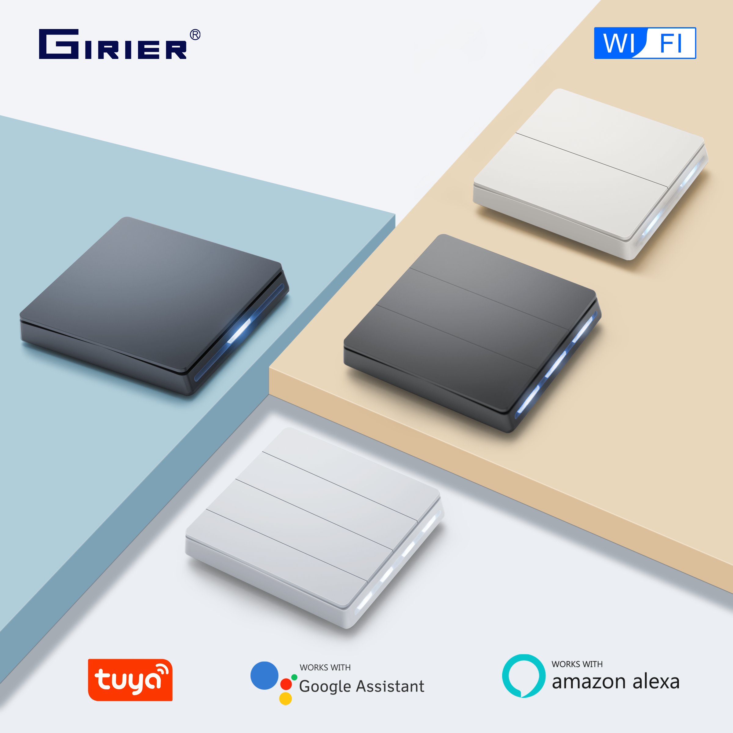 Smart Home Google - GIRIER Smart Light Switch WiFi Push
