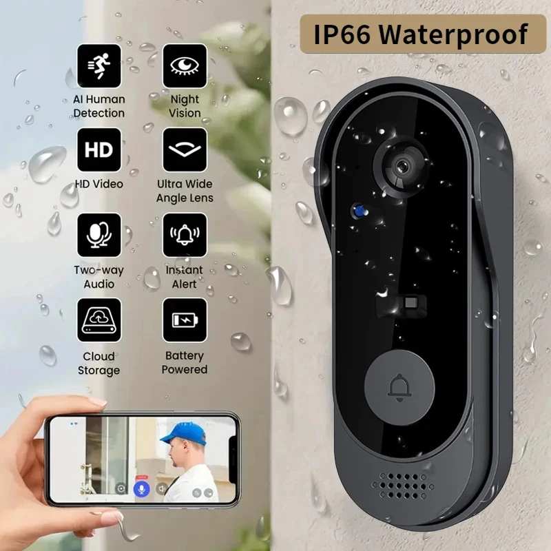 Smart Home Video Doorbell - Tuya Smart Home Waterproof Door Bell