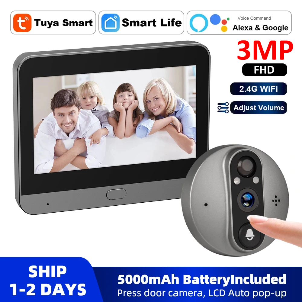 3MP WiFi Smart Tuya Peephole 5 - Smart Home Video Doorbell incelemesi ve fiyatı