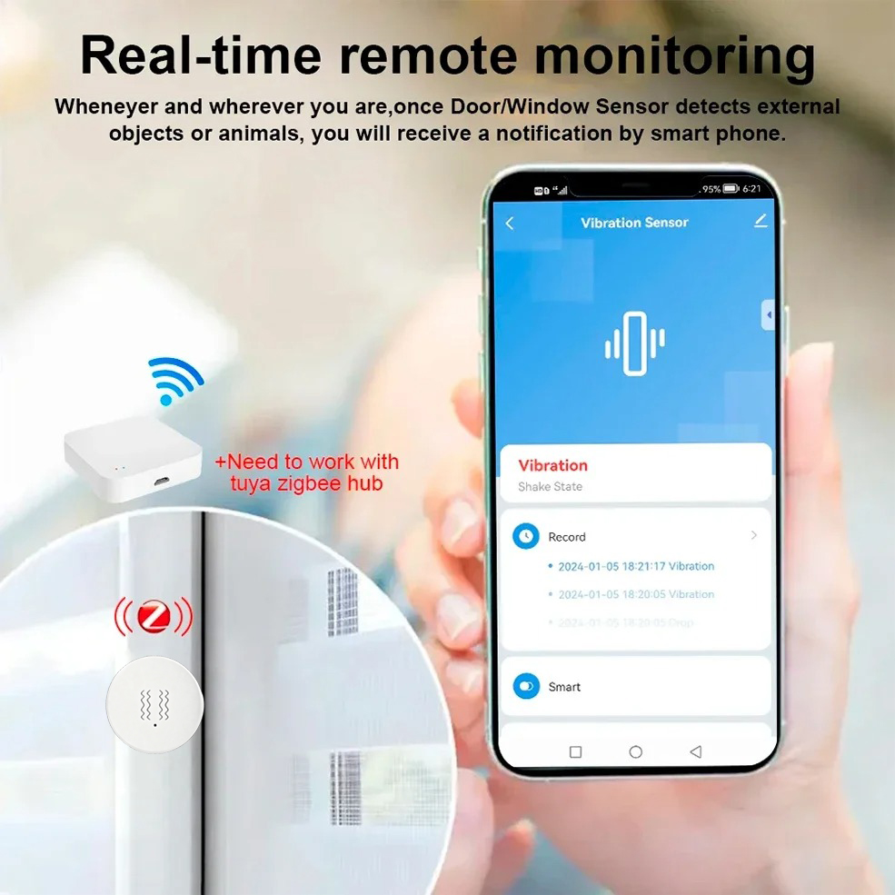 Tuya ZigBee Smart Vibration &  - Smart Home Automation System incelemesi ve fiyatı